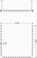 HEWI tring.à rideau ,Ø25,bross. A1/A3= 1183, A2=1167, 34anneaux