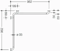 HEWI barre main. douche/bagn. ,W1=962,W2= 962,BM211.4, blanc pur