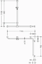 HEWI barr douche/bagn.,A1=1100,W1=1185, W2=762,coul.,BM211.6, blanc de sécurité