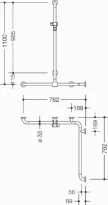 HEWI barr douche/bagn.,A1=1100,W1=762,W2= 762,coul.,BM211.6, bleu aqua