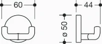HEWI crochet double , ø50mm avec fixation de rosace, blanc de sécurité