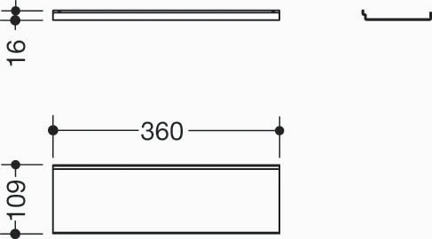 HEWI tablette ,360mm, revêtu par poudre blanc mat
