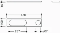 HEWI tablette 470mm,trou long,trou droite, poudre, gris foncé mat
