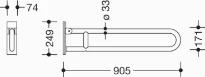HEWI barre d'appui mobile ,fixe, L=900, acier inoxydable