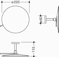 HEWI schminkspiegel, rond,onverlichte, verchroomed