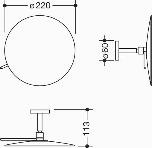 HEWI schminkspiegel, rond,onverlichte, verchroomed