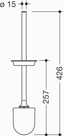 HEWI wc-borstel,gepoedercoat mat zwart