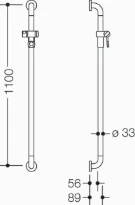 HEWI barre douchette av. coulisseau douche,A=1100,BM211.2, blanc pur