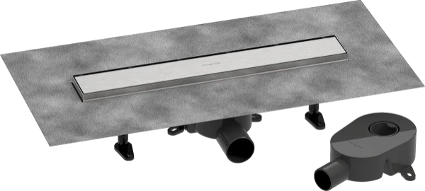 Hansgrohe RainDrain Go Complete set d'évacuation de douche 500 mm - couvercle arrière à carreler pour installation standard/plate - Brushed Stainless Steel