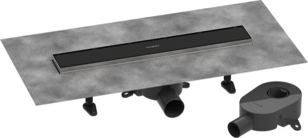 Hansgrohe RainDrain Go Complete set d'évacuation de douche 500 mm - couvercle arrière à carreler pour installation standard/plate - noir mat
