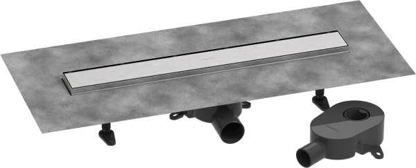 Hansgrohe RainDrain Go Complete set d'évacuation de douche 600 mm - couvercle arrière à carreler pour installation standard/plate - Brushed Stainless Steel
