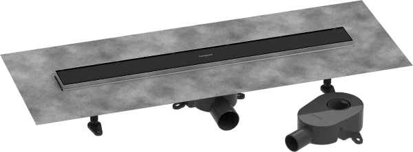 Hansgrohe RainDrain Go Complete set d'évacuation de douche 700 mm - couvercle arrière à carreler pour installation standard/plate - noir mat
