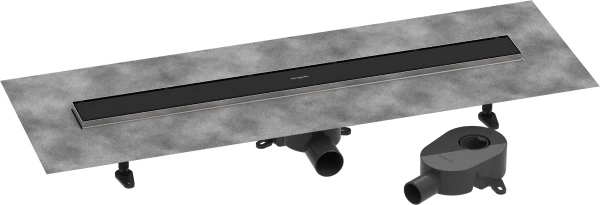 Hansgrohe RainDrain Go Complete set d'évacuation de douche 800 mm - couvercle arrière à carreler pour installation standard/plate - noir mat