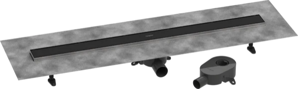 Hansgrohe RainDrain Go Complete set d'évacuation de douche 1000 mm - couvercle arrière à carreler pour installation standard/plate - noir mat