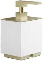 GESSI Rettangolo Accessories Distributeur de savon liquide à poser blanc. Brushed Brass PVD