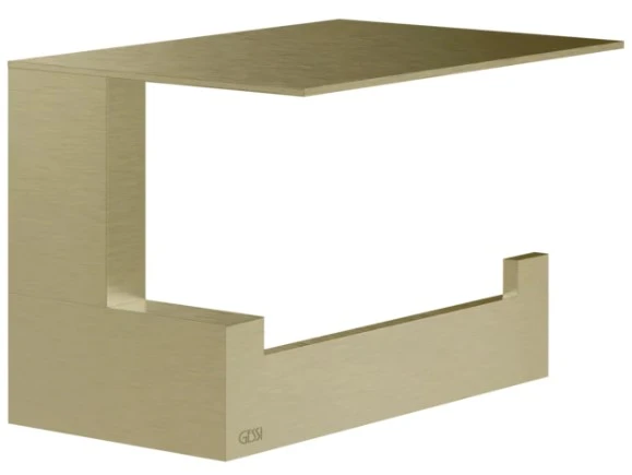 GESSI Rettangolo Accessories Porte-papier mural à couvercle. Brushed Brass PVD