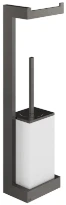 GESSI Rettangolo Accessories Serviteur mural avec porte-papier et porte-balayette blanc. Black Metal Brossé PVD