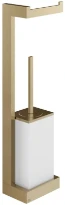 GESSI Rettangolo Accessories Serviteur mural avec porte-papier et porte-balayette blanc. Warm Bronze Br. PVD