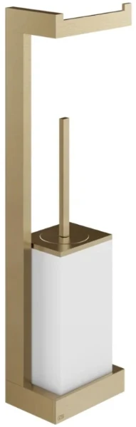 GESSI Rettangolo Accessories Serviteur mural avec porte-papier et porte-balayette blanc. Warm Bronze Br. PVD