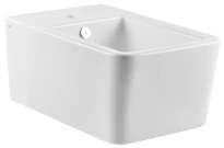 GESSI Rettangolo Total Look Bidet suspendu en Céramique Blanc Europe avec trop plein, percé pour robinetterie monotrou, fourni avec cache de trop plein en finition 031 chromée. Bonde non incluse. Whit