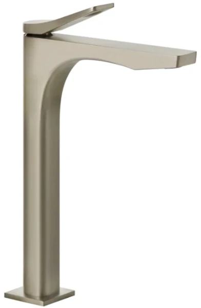 GESSI Rilievo Mitigeur lavabo réhaussé, sans vidage, avec flexibles de raccordement. Cartouche Ø25 mm Finox Brushed Nickel