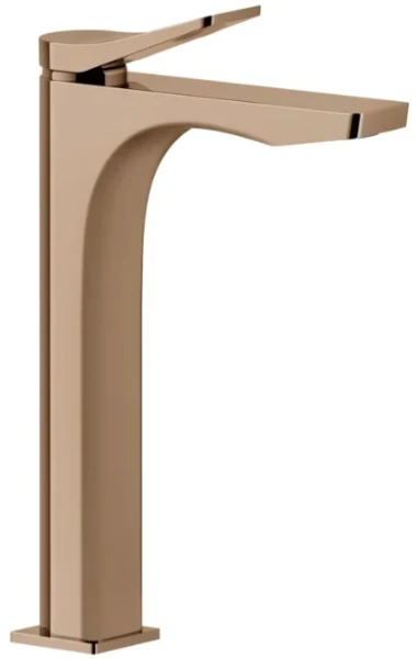 GESSI Rilievo Mitigeur lavabo réhaussé, sans vidage, avec flexibles de raccordement. Cartouche Ø35 mm Cuivre PVD