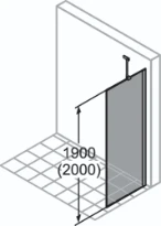 HUPPE SD Design P carré paroi seule 90 H:2000 Quer 8mm chromé brillant 316