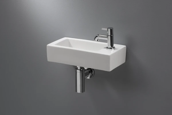 Procasa Liv handenwasser porselein 365 x 185 x 90 mm - blanc - avec trou droite - sans trop-plein