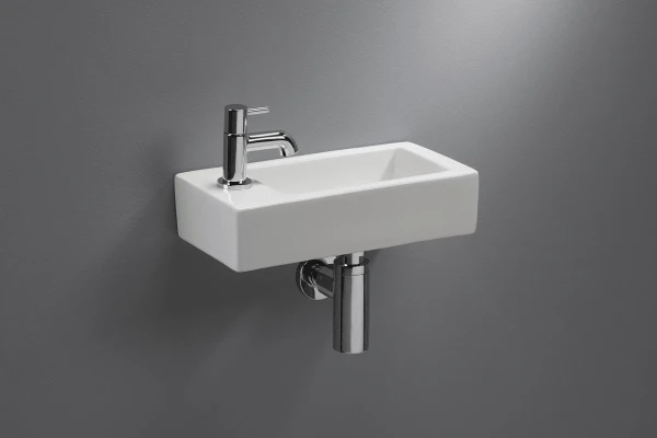 Procasa Liv handenwasser porselein 365 x 185 x 90 mm - blanc - avec trou gauche - sans trop-plein
