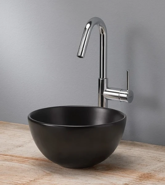Procasa Up opzetwaskom rond porselein 240 x 240 x 120 mm - zwart mat - zonder kraangat - zonder overloop