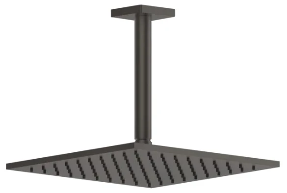 GESSI Rilievo Pomme de douche anticalcaire orientable avec bras au plafond, longueur à la demande. Black Metal Brossé PVD