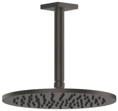 GESSI Rilievo Pomme de douche orientable anticalcaire avec bras au plafond. Black Metal Brossé PVD