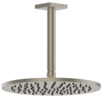 Gessi Rilievo douche de tête anticalcaire orientable avec bras au plafond, longueur à la demande. Finox nickel brossé