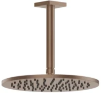 GESSI Rilievo Pomme de douche anticalcaire orientable avec bras au plafond, longueur à la demande. Cuivre Brossé PVD
