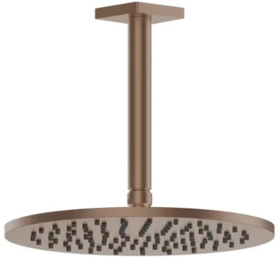GESSI Rilievo Pomme de douche anticalcaire orientable avec bras au plafond, longueur à la demande. Cuivre Brossé PVD