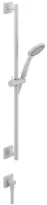 GESSI Rilievo Barre de douche complète avec douchette anticalcaire, flexibles 1,50 m et sortie murale coudée. Blanc CN
