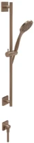 GESSI Rilievo Barre de douche complète avec douchette anticalcaire, flexibles 1,50 m et sortie murale coudée. Cuivre Brossé PVD