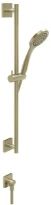 GESSI Rilievo Barre de douche complète avec douchette anticalcaire, flexibles 1,50 m et sortie murale coudée. Brushed Brass PVD