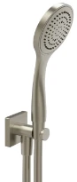 GESSI Rilievo Ensemble comprenant: sortie coudée murale, douchette anticalcaire et flexibles 1,50 m. Finox Brushed Nickel