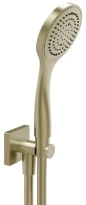 GESSI Rilievo Ensemble comprenant: sortie coudée murale, douchette anticalcaire et flexibles 1,50 m. Brushed Brass PVD