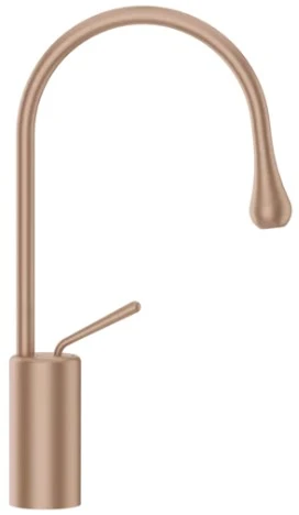 GESSI Goccia Mitigeur lavabo moyen avec bec court sans vidage avec flexibles de raccordement. Copper Brushed GHRC