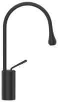GESSI Goccia Mitigeur lavabo moyen avec bec court sans vidage avec flexibles de raccordement. Noir XL