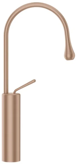 GESSI Goccia Mitigeur lavabo réhaussé, bec court. Sans vidage, avec flexibles de raccordement. Copper Brushed GHRC
