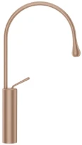GESSI Goccia Mitigeur lavabo réhaussé avec bec moyen sans vidage, flexibles de raccordement Copper Brushed GHRC