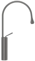 GESSI Goccia Mitigeur lavabo réhaussé avec bec moyen sans vidage, flexibles de raccordement Black Metal Brushed GHRC