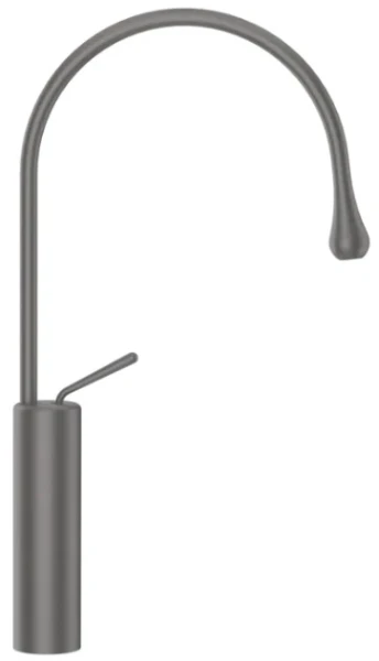 GESSI Goccia Mitigeur lavabo réhaussé avec bec moyen sans vidage, flexibles de raccordement Black Metal Brushed GHRC