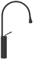 GESSI Goccia Mitigeur lavabo réhaussé avec bec moyen sans vidage, flexibles de raccordement Noir XL