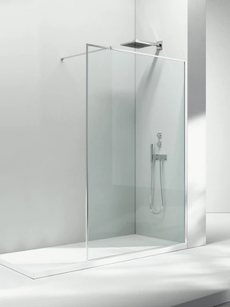 Vismara Frame PKF paroi de douche 2000 x 880-900 mm - verre 8 mm - transparant - profil silver brilliant
