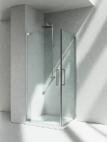 Vismara Flare 2.0 FA porte pivotante entrée d'angle (parti gauche) 2000 x 780-795 mm - verre 8 mm - transparant - profil silver brilliant