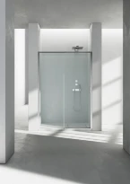 Vismara serie 7200 ZN porte coulissante (gauche) 2000 x 1770-1800 mm - verre 6 mm - transparant - profil silver brilliant - 2 colli's